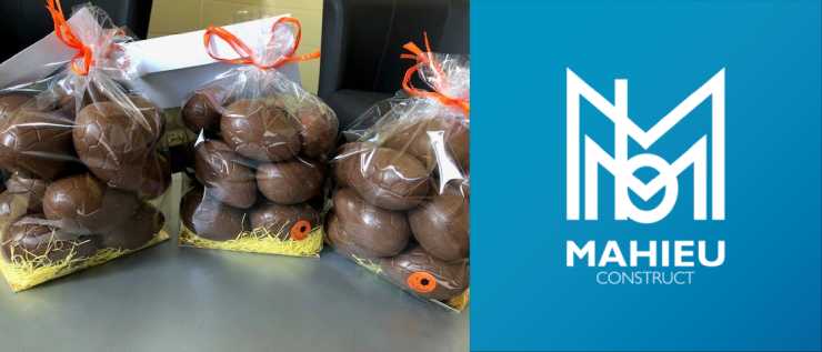 Chocolade eitjes op Pasen dankzij Mahieu Construct!